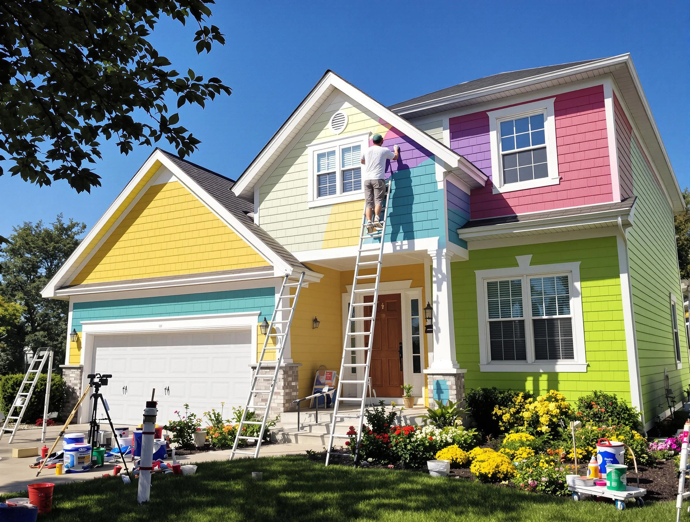 Cleveland House Painters professionals painting a home exterior in Cleveland, OH